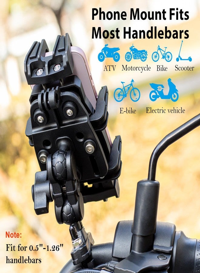 EMERK Motorcycle Phone Mount with Vibration Dampener, Anti-Shake Anti-Theft Motorcycle Phone Holder, Adjustable Handlebar Cellphone Cradle for Bike Bicycle Road Scooter ATV Fit 5.4''-7.2'' Smartphone - Image 5