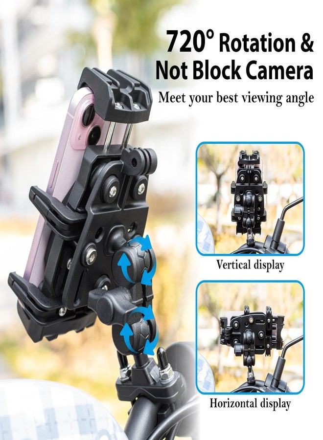EMERK Motorcycle Phone Mount with Vibration Dampener, Anti-Shake Anti-Theft Motorcycle Phone Holder, Adjustable Handlebar Cellphone Cradle for Bike Bicycle Road Scooter ATV Fit 5.4''-7.2'' Smartphone - Image 3