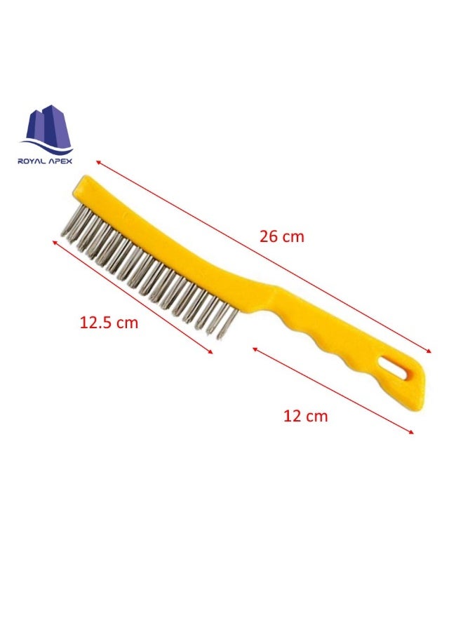 Royal Apex Steel Wire Brush With Handle For Cleaning And Polishing Hard Or Metal Equipment Yellow  - Image 2