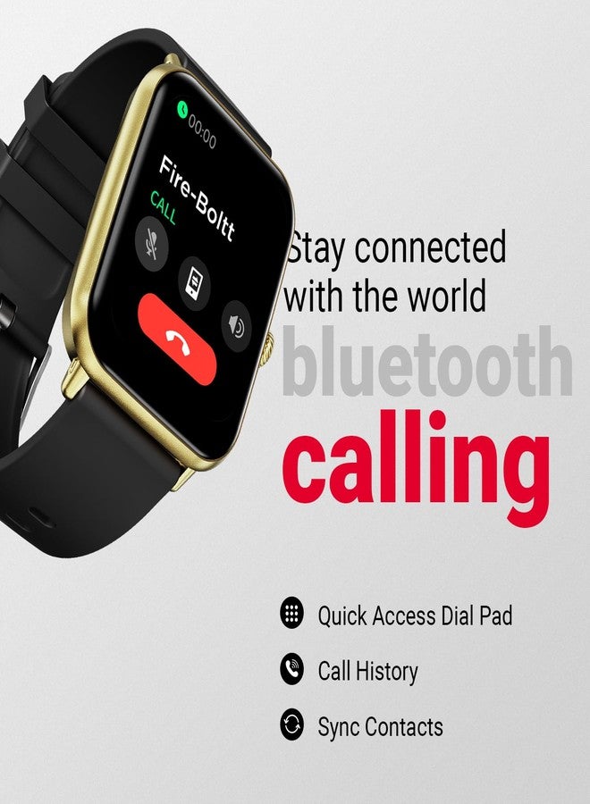 Fire-Boltt ساعة Fire-Boltt Ninja Call Pro Plus الذكية للمكالمات عبر البلوتوث، شاشة عالية الدقة 1.83 بوصة، مساعد صوتي بتقنية الذكاء الاصطناعي، أكثر من 120 وضعًا رياضيًا، مقاومة للماء بمعيار IP67، ساعة ذكية لمراقبة تشبع الأكسجين في الدم ومعدل ضربات القلب للرجال والنساء - ذهبي وأسود - Image 3
