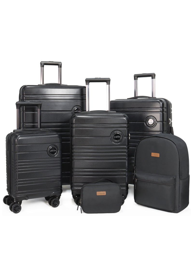 Aklsvion Aklsvion 4 Piece ABS PC Spinner Luggage Trolley Bag Set 16/20/24/28 Inch Travel Trolley Suitcase Set of 4 Pcs Hard Side Luggage Bag Travel Bag Black  - Image 1