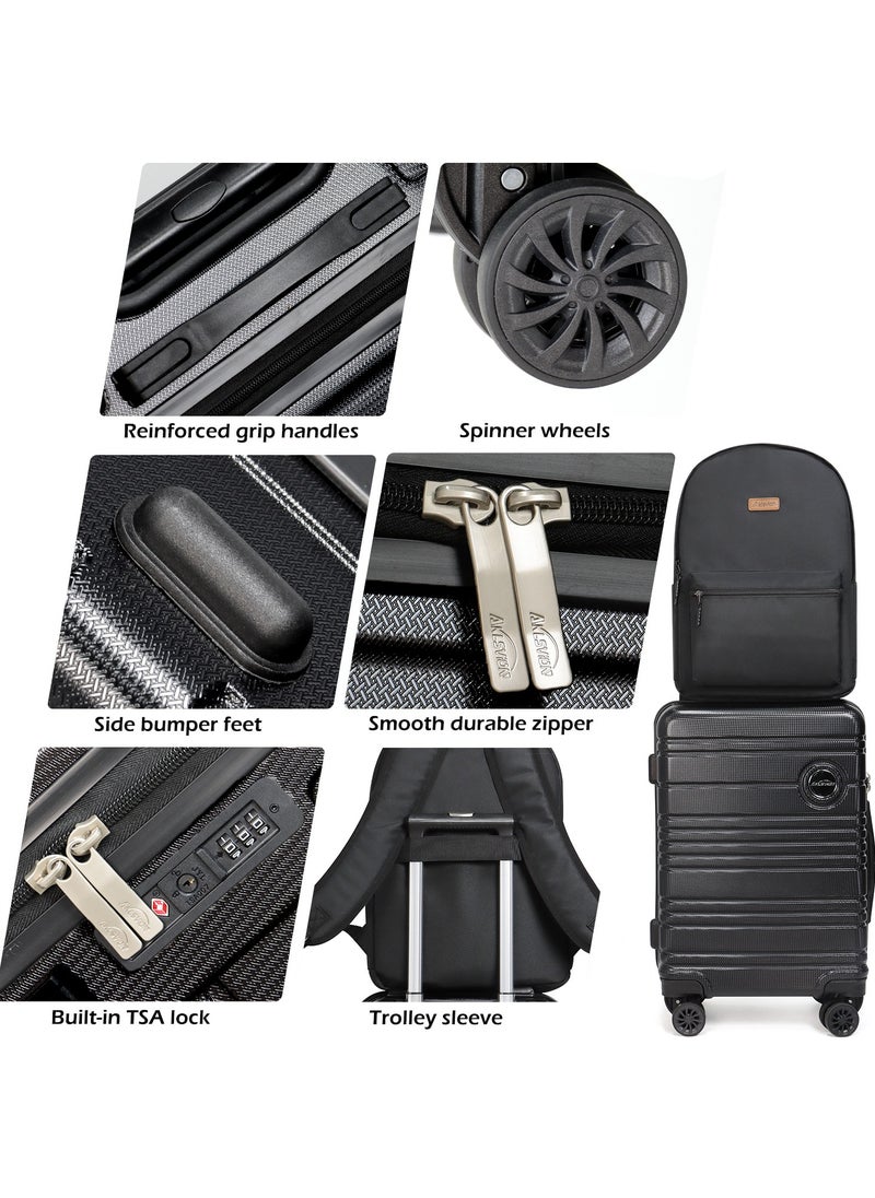 Aklsvion Aklsvion 4 Piece ABS PC Spinner Luggage Trolley Bag Set 16/20/24/28 Inch Travel Trolley Suitcase Set of 4 Pcs Hard Side Luggage Bag Travel Bag Black  - Image 3