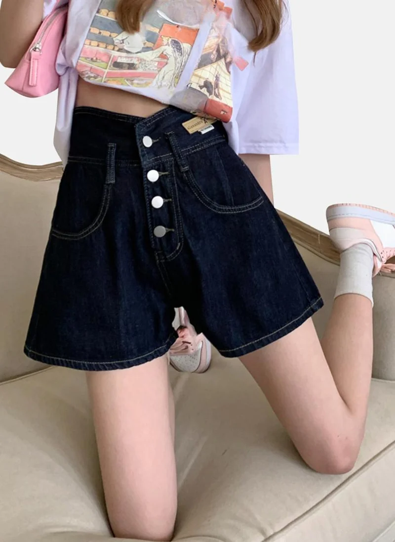 YUNIQEE Blue Solid Denim Shorts