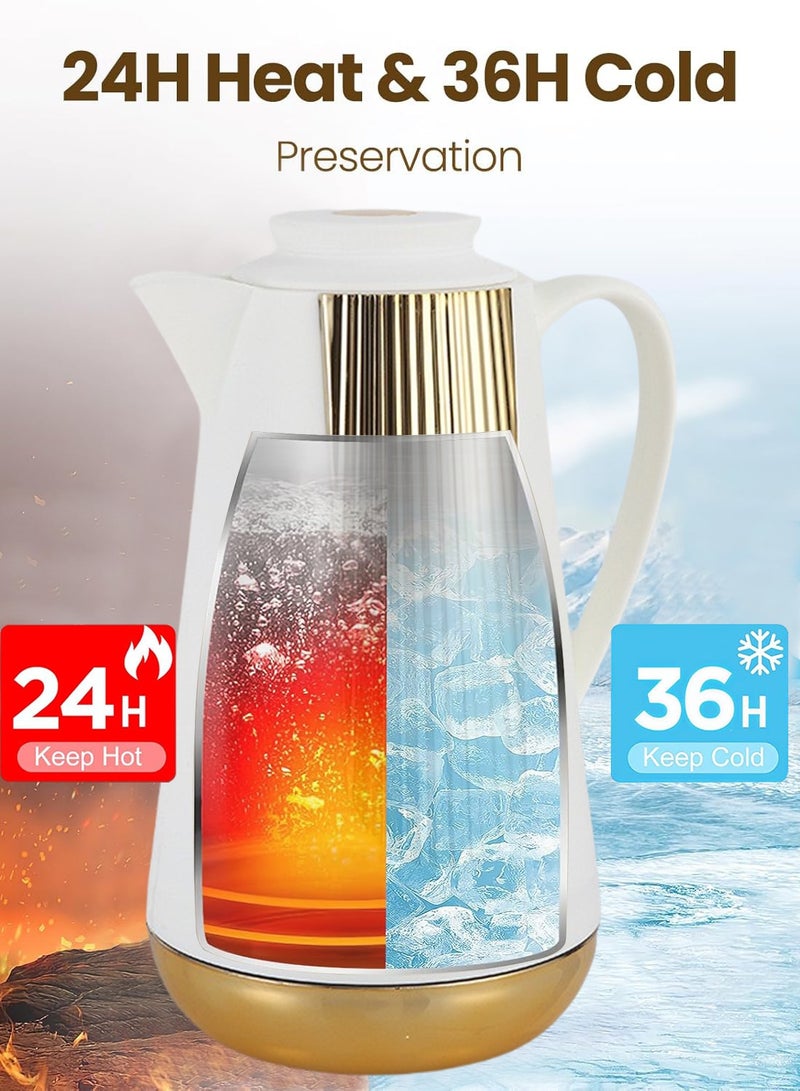 PHISMA 2-Piece Coffee And Tea Vacuum Flask white/Gold1 Liter - Image 2