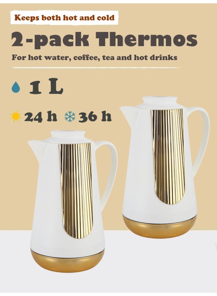 PHISMA 2-Piece Coffee And Tea Vacuum Flask white/Gold1 Liter - Image 1