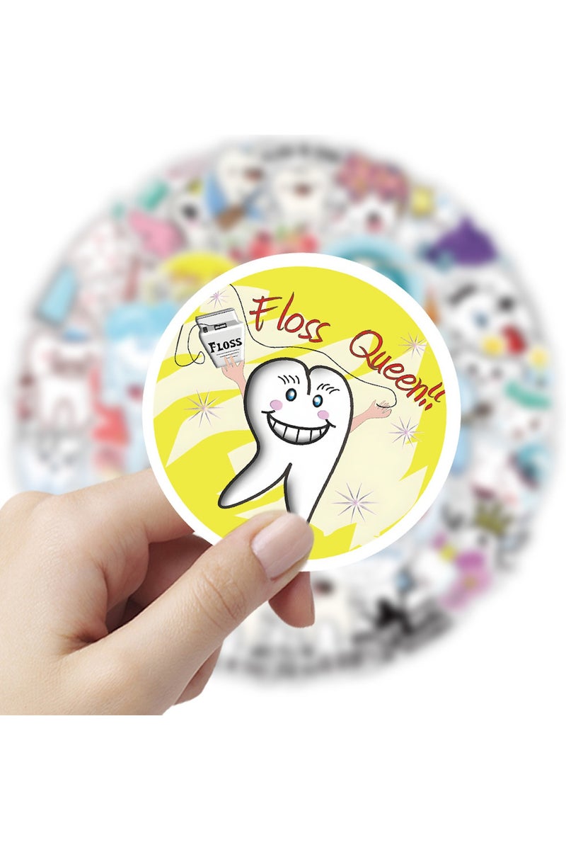 قوس قزح أورينبو 50 قطعة من ملصقات الأسنان للأطفال من الفينيل، ملصقات جنية الأسنان، ملصقات لأجهزة الكمبيوتر المحمول وزجاجة المياه والصدمات والأمتعة والكمبيوتر ولوح التزلج والتزلج على الجليد - Image 2