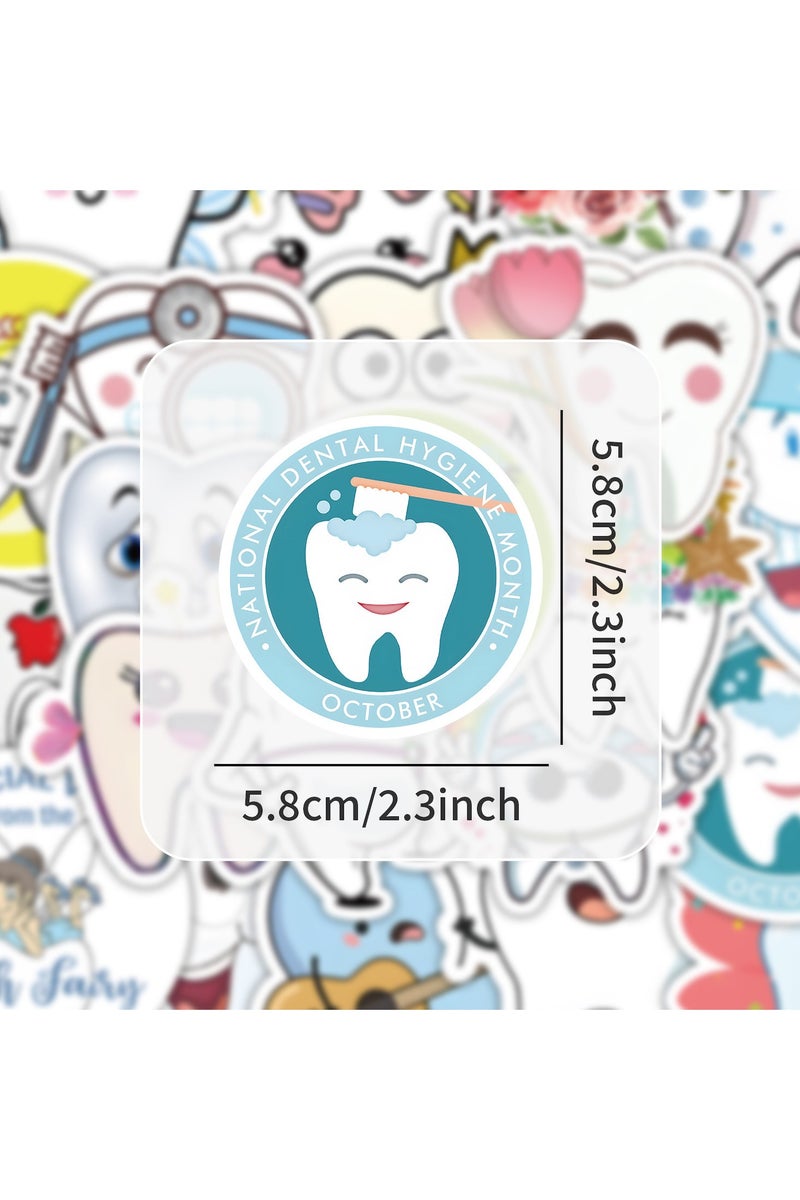 قوس قزح أورينبو 50 قطعة من ملصقات الأسنان للأطفال من الفينيل، ملصقات جنية الأسنان، ملصقات لأجهزة الكمبيوتر المحمول وزجاجة المياه والصدمات والأمتعة والكمبيوتر ولوح التزلج والتزلج على الجليد - Image 5