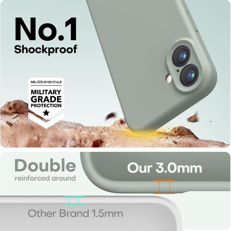 LOVE 3000 Designed for iPhone 16 Case, Premium Silicone with [Soft Anti-Scratch Microfiber Lining] Shockproof Protective Phone Case for Men Women Girls 6.1", Calke Green - Image 4