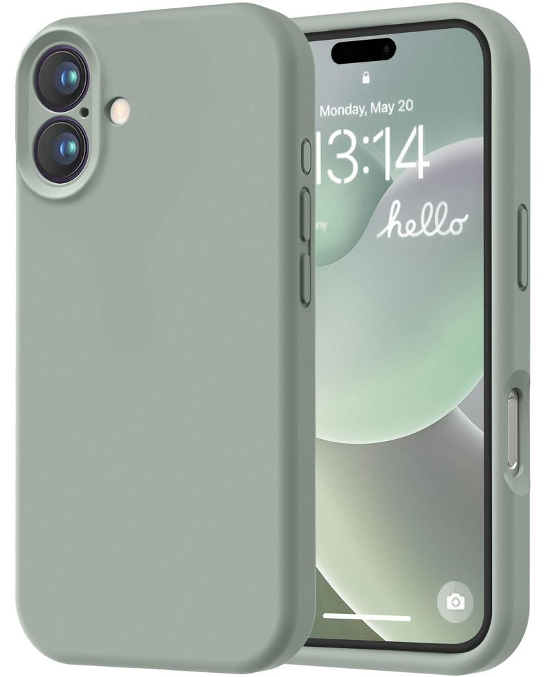 LOVE 3000 Designed for iPhone 16 Case, Premium Silicone with [Soft Anti-Scratch Microfiber Lining] Shockproof Protective Phone Case for Men Women Girls 6.1", Calke Green - Image 1
