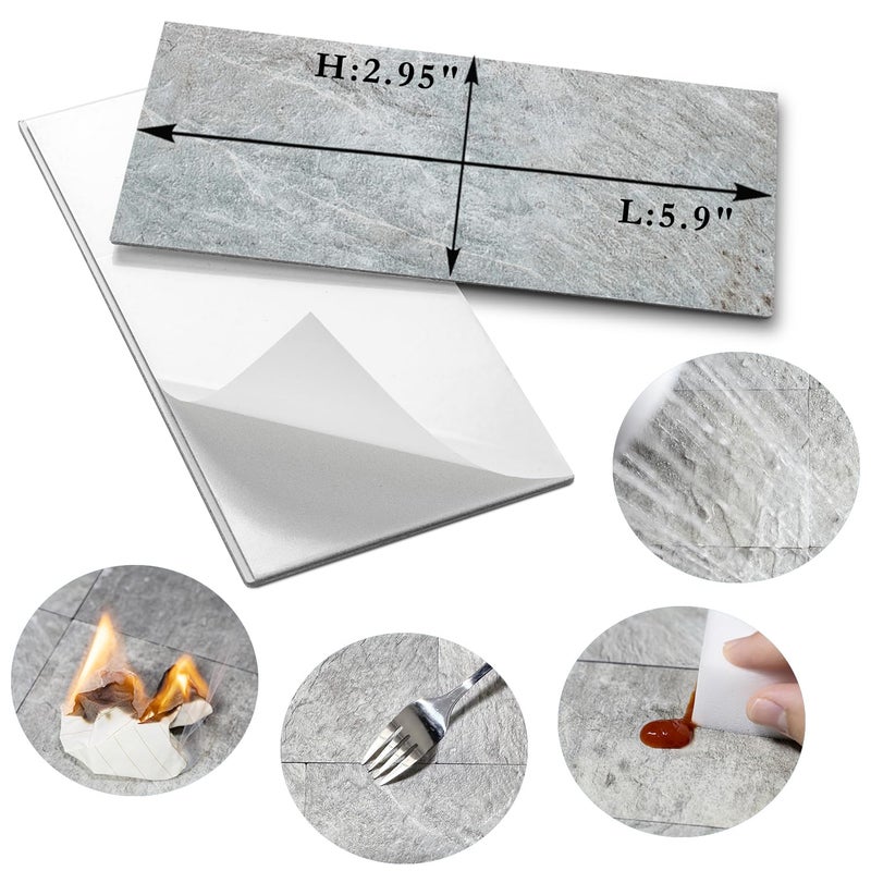 AULIGET 100 Piece Mountain Rock Peel and Stick Backsplash Wall Tiles  3"" x 6"" PVC Faux Stone Stick on Tiles for Backsplash Kitchen  Bathroom  Laundry Room  Camper  Fireplace - Image 5
