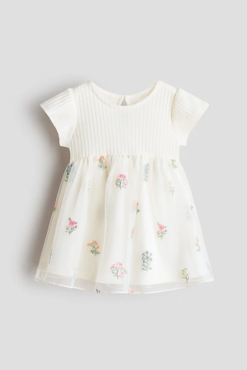 H&M Embroidered tulle-skirt dress