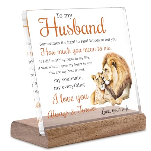 Cituarko Gifts for Husband from Wife Lion Themed Loving Acrylic Plaque Gifts - Romantic Birthday Gifts for Husband Home Office Desk Decorations, Christmas, Wedding Anniversary, Valentine's Day and Father's Day Gifts - Image 1