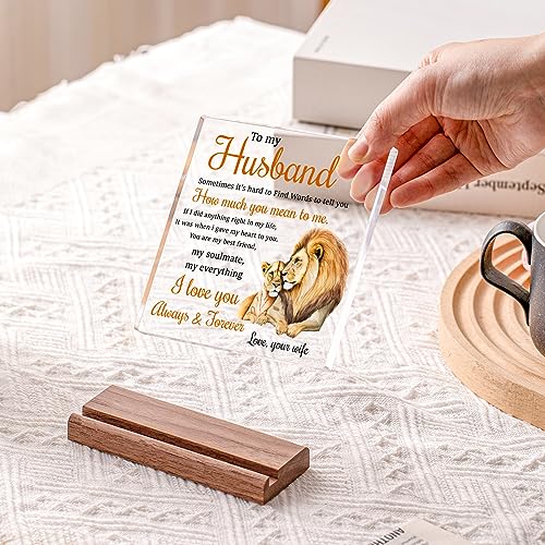 Cituarko Gifts for Husband from Wife Lion Themed Loving Acrylic Plaque Gifts - Romantic Birthday Gifts for Husband Home Office Desk Decorations, Christmas, Wedding Anniversary, Valentine's Day and Father's Day Gifts - Image 2