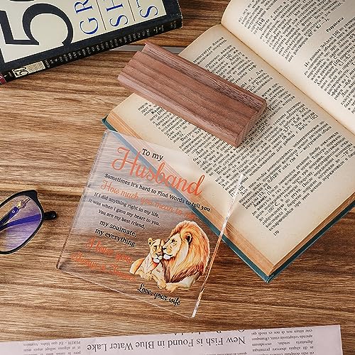 Cituarko Gifts for Husband from Wife Lion Themed Loving Acrylic Plaque Gifts - Romantic Birthday Gifts for Husband Home Office Desk Decorations, Christmas, Wedding Anniversary, Valentine's Day and Father's Day Gifts - Image 4