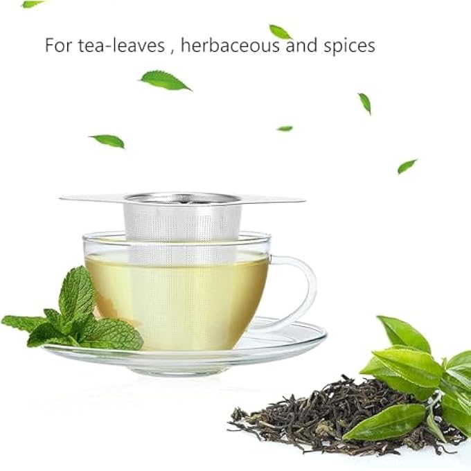 Bukela Tea Infuser Strainers Stainless Steel Loose Leaf Tea Strainer Stepper With Heat Proof Double Handles Extra Fine Mesh Ball Infusers Diffuser Holder Filter For Mugs - Image 4