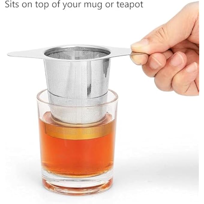 Bukela Tea Infuser Strainers Stainless Steel Loose Leaf Tea Strainer Stepper With Heat Proof Double Handles Extra Fine Mesh Ball Infusers Diffuser Holder Filter For Mugs - Image 5