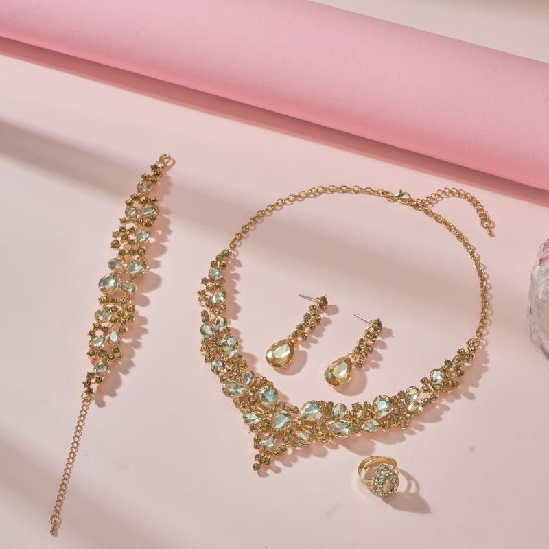 Paxuan Crystal Rhinestone Women Jewelry Sets for Wedding Bridal Party Bridesmaids Crystal Necklace Earrings Bracelets Rings Jewelry Set for Motherâ€™s Day - Image 5