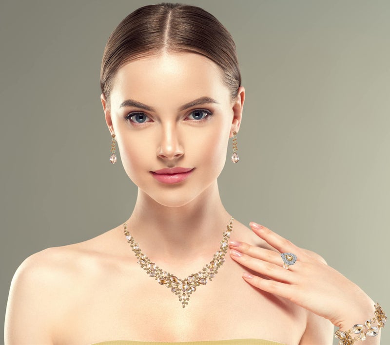 Paxuan Crystal Rhinestone Women Jewelry Sets for Wedding Bridal Party Bridesmaids Crystal Necklace Earrings Bracelets Rings Jewelry Set for Motherâ€™s Day - Image 2