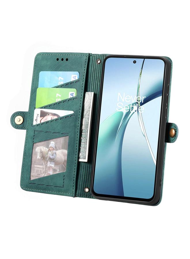 اس-توب جراب هاتف OPPO Reno13 Pro بسحاب هندسي ومشبك جانبي من الجلد - Image 3