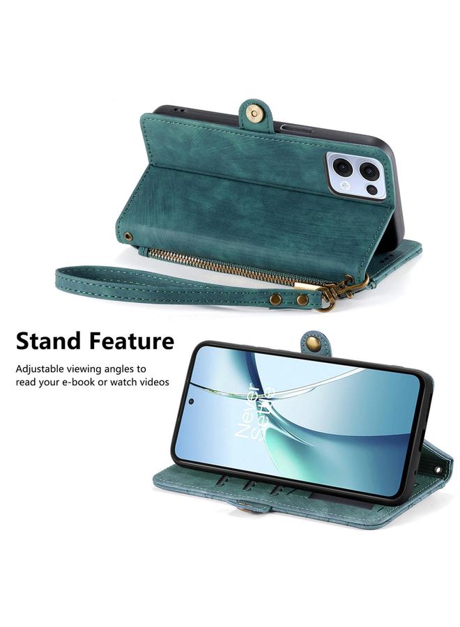 اس-توب جراب هاتف OPPO Reno13 Pro بسحاب هندسي ومشبك جانبي من الجلد - Image 4