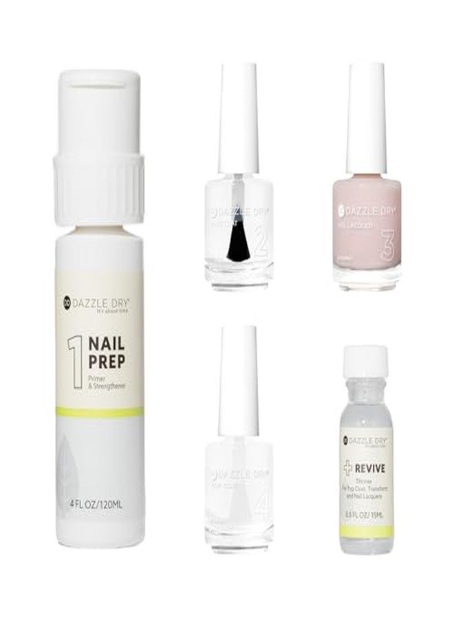 Dazzle Dry Full System Kit - Peacefully Me - A sheer pale pink with warm undertones. (5 Piece Kit) - Image 1
