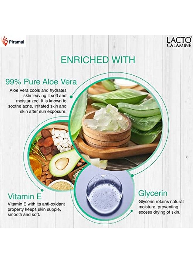 Lacto Calamine Aloe Vera Gel With 99% Pure Natural Aloe Vera Vitamin E And Glycerin For Nonsticky Hydration And Cooling Effect. Lightweight. Soothes And Nourishes Skin. No Parabens No Sulphates 150 G Pack Of 1  - Image 3