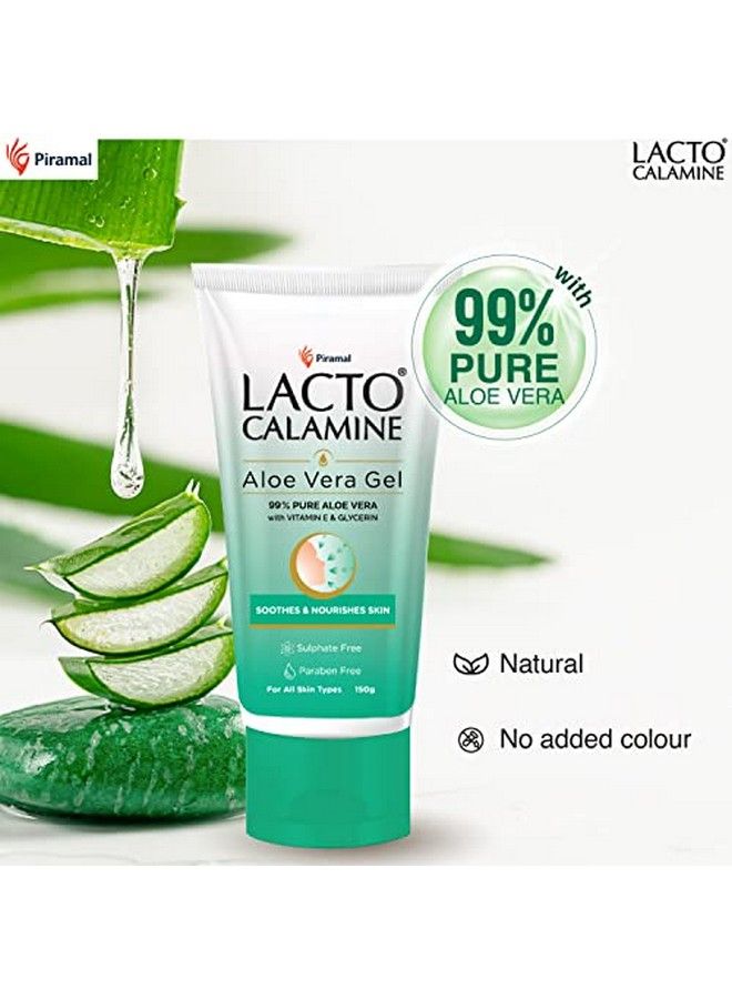 Lacto Calamine Aloe Vera Gel With 99% Pure Natural Aloe Vera Vitamin E And Glycerin For Nonsticky Hydration And Cooling Effect. Lightweight. Soothes And Nourishes Skin. No Parabens No Sulphates 150 G Pack Of 1  - Image 5