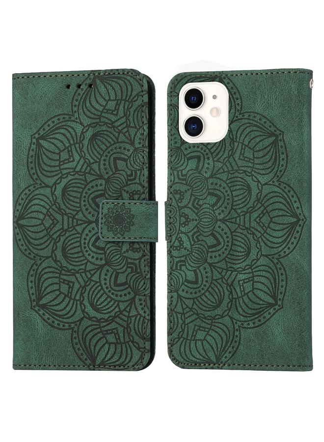 اس-توب جراب لهاتف iPhone 12 mini من الجلد المنقوش بنقشة ماندالا - Image 1