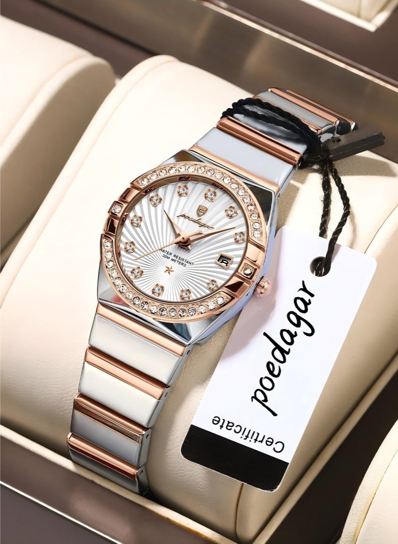 POEDAGAR Watch For Women Stainless Steel Quartz Luminous Water Resistant Watch - Image 1