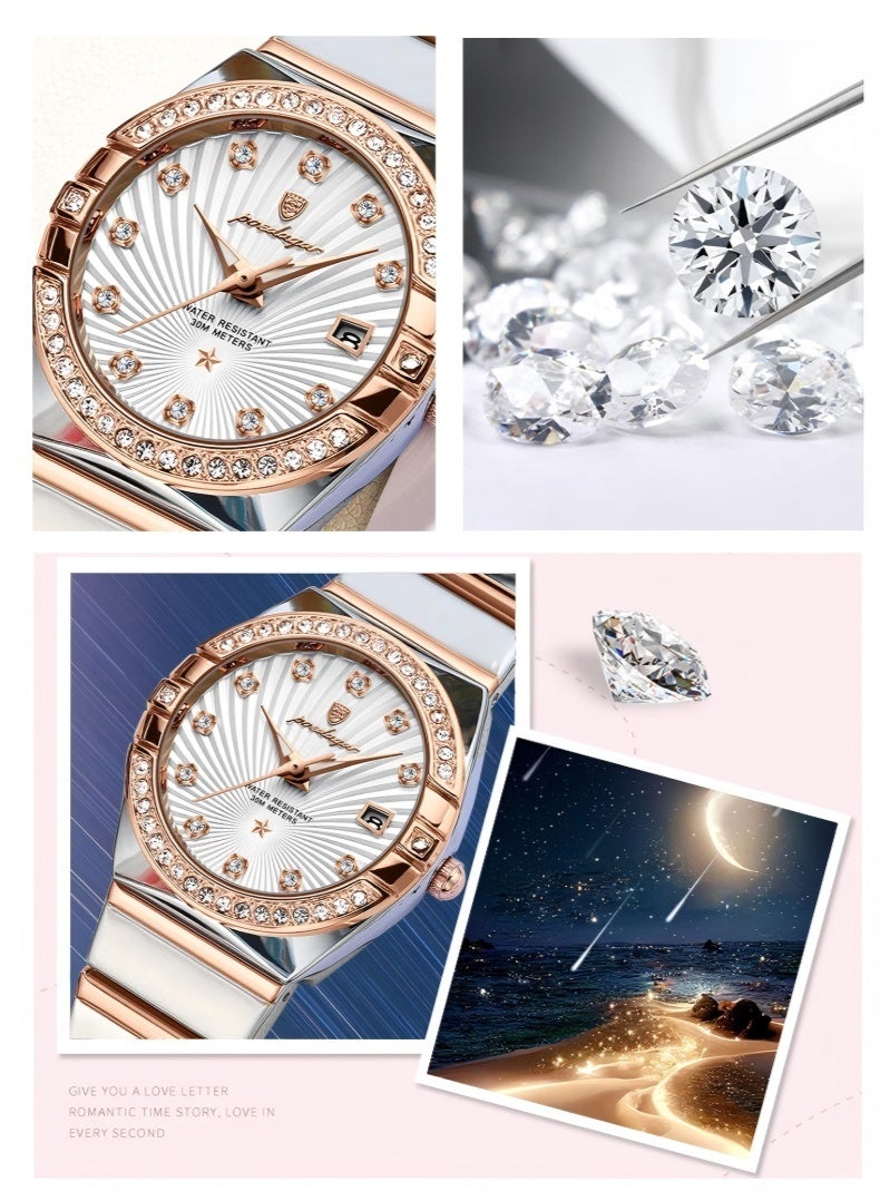 POEDAGAR Watch For Women Stainless Steel Quartz Luminous Water Resistant Watch - Image 5