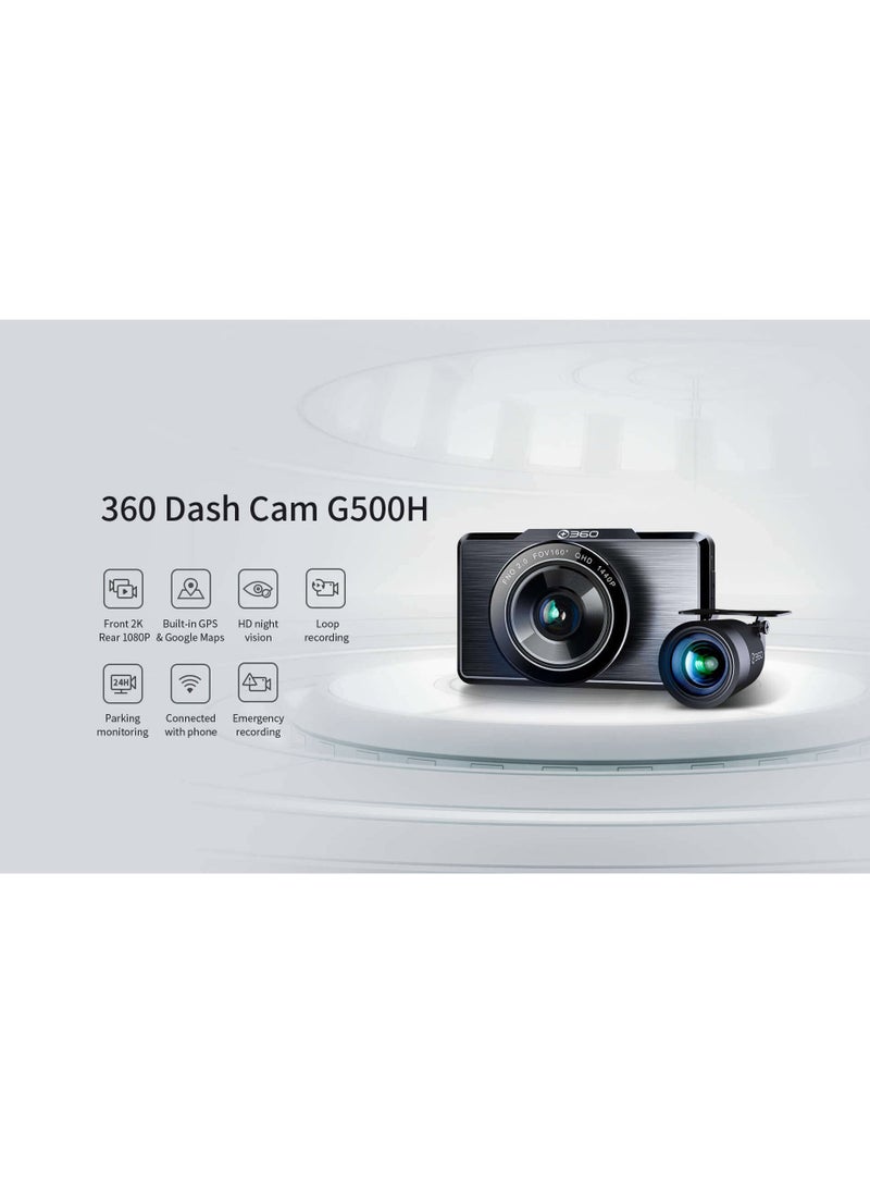 Botslab Dash Cam G500H is a dual-camera system designed to enhance driving safety by providing comprehensive video coverage. It features a 5MP Full HD front camera and a 1080P rear camera, ensuring clear recording of both front and rear views. The device includes built-in GPS functionality, allowing for precise tracking of vehicle location and speed. Additionally, it offers loop recording, which automatically overwrites the oldest footage when storage is full, and starlight night vision technology for improved low-light performance.