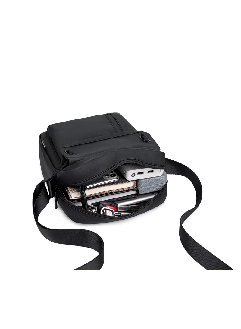 ARCTIC HUNTER Premium Unisex Side Bag 11 inch Water Resistant Polyester Anti Theft Sling Bag for Men and Women on Travel Business Office K00527 Black