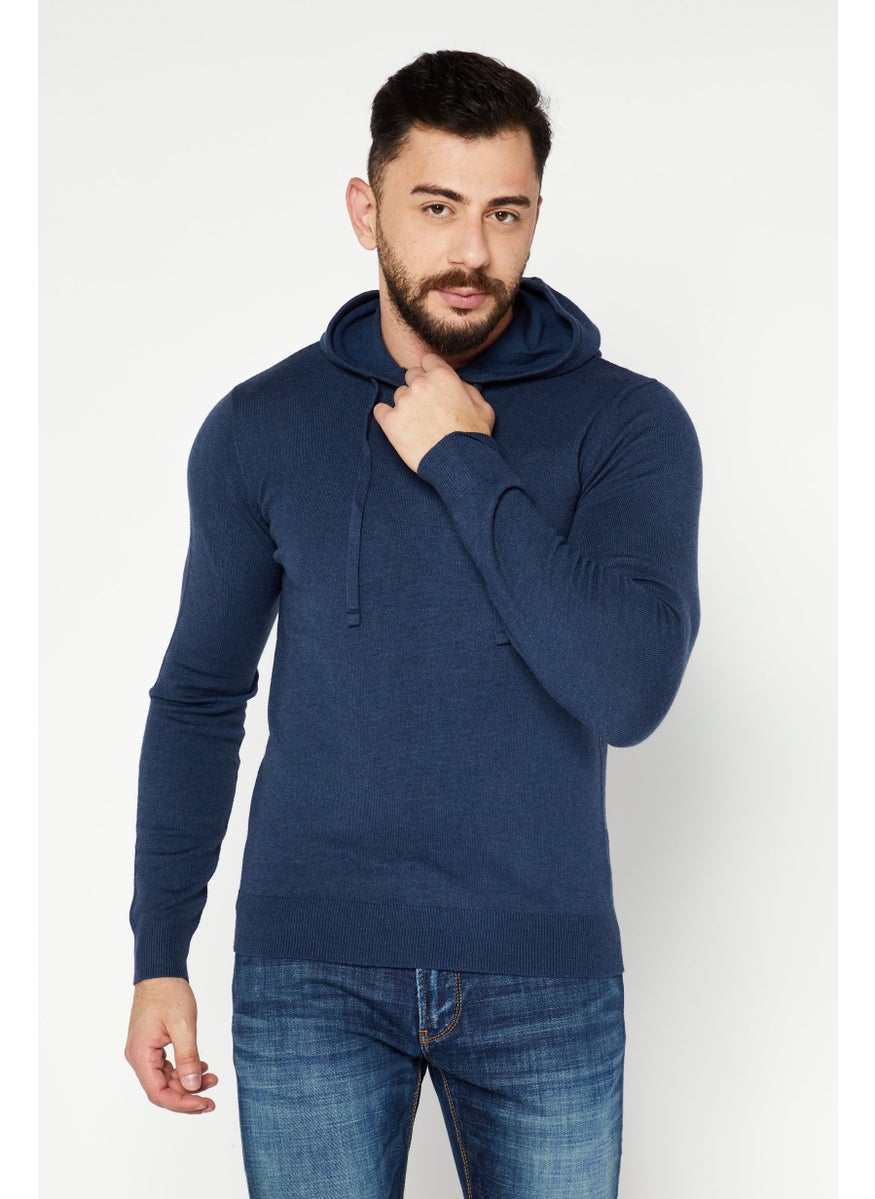 Sorbino Men Drawstring Hooded Long Sleeves Sweatshirt, Navy  - Image 1