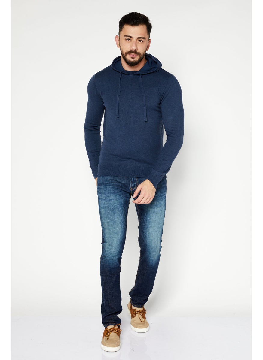 Sorbino Men Drawstring Hooded Long Sleeves Sweatshirt, Navy  - Image 3