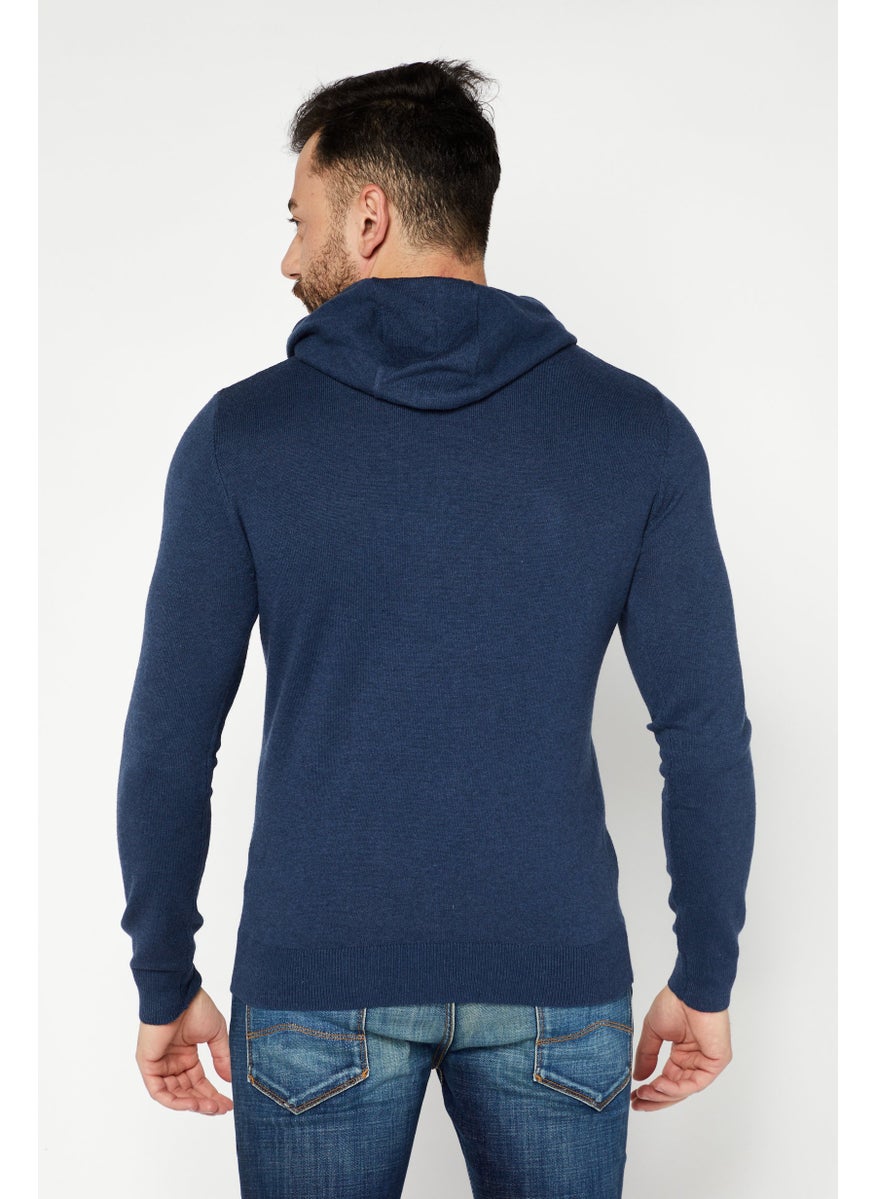 Sorbino Men Drawstring Hooded Long Sleeves Sweatshirt, Navy  - Image 2