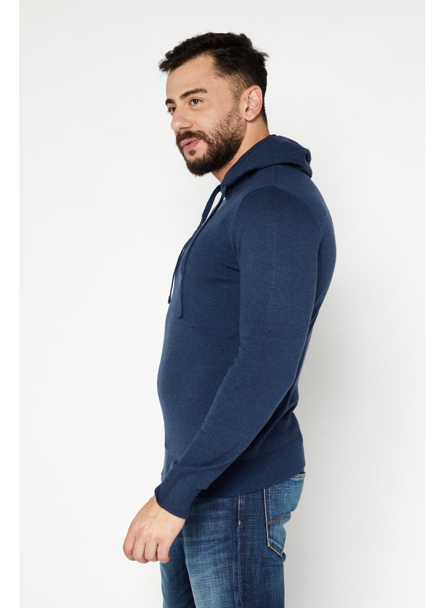 Sorbino Men Drawstring Hooded Long Sleeves Sweatshirt, Navy  - Image 4