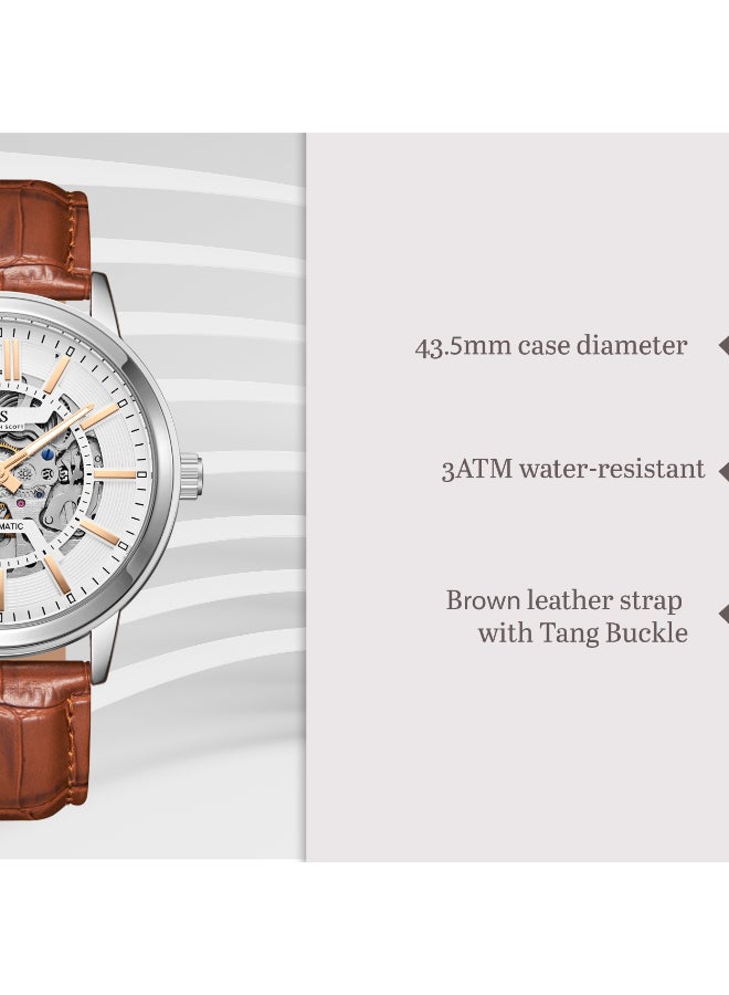 KENNETH SCOTT Men's Leather  Automatic  Watch K24323-SLDWK - 43.5 mm  - Image 4