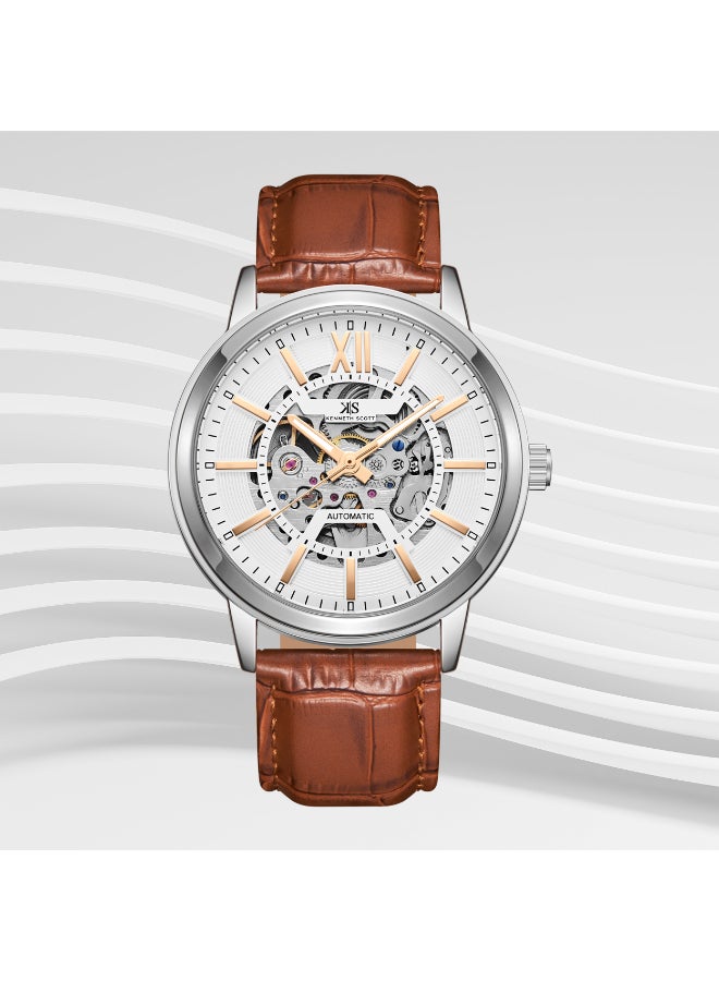 KENNETH SCOTT Men's Leather  Automatic  Watch K24323-SLDWK - 43.5 mm  - Image 1