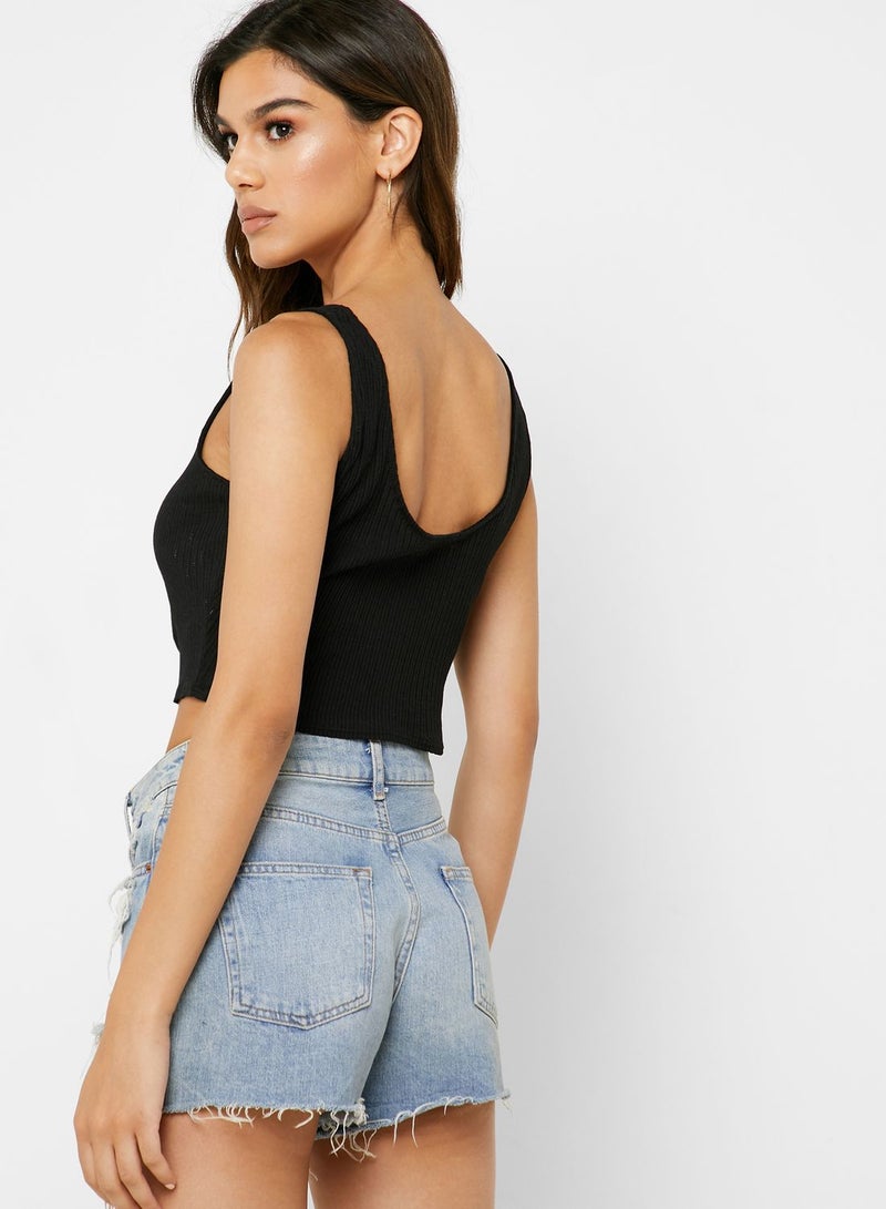 Cotton On Button Through Front Knot Crop Top  - Image 2