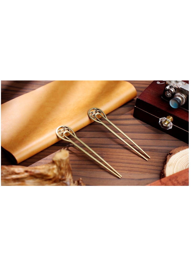 SYOSI - 6 Pieces Nordic Classical Metal U Shaped Hairpin Vintage Hair Sticks Hair Fork Pins 2 Prong Updo Chignon Pins Hair Accessory for Women Girls Hairstyles (Bronze) - Image 1