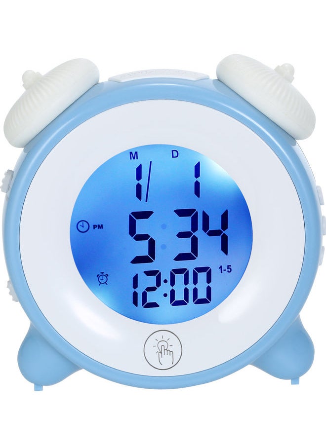 NIBEMINENT Multi-Function Rechargeable Kids Adults Bedrooms 7 Changing Colors Alarm Clock Blue/White 13x7x12cm  - Image 1