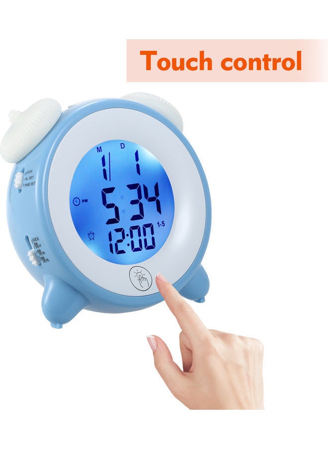 NIBEMINENT Multi-Function Rechargeable Kids Adults Bedrooms 7 Changing Colors Alarm Clock Blue/White 13x7x12cm  - Image 3