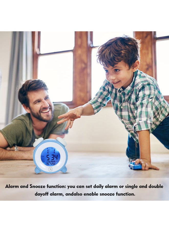 NIBEMINENT Multi-Function Rechargeable Kids Adults Bedrooms 7 Changing Colors Alarm Clock Blue/White 13x7x12cm  - Image 4