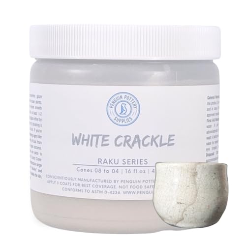 Penguin Pottery Glazes - Raku Series - White Crackle - Low Fire Raku (16 fl oz | 473 ml) - Image 1