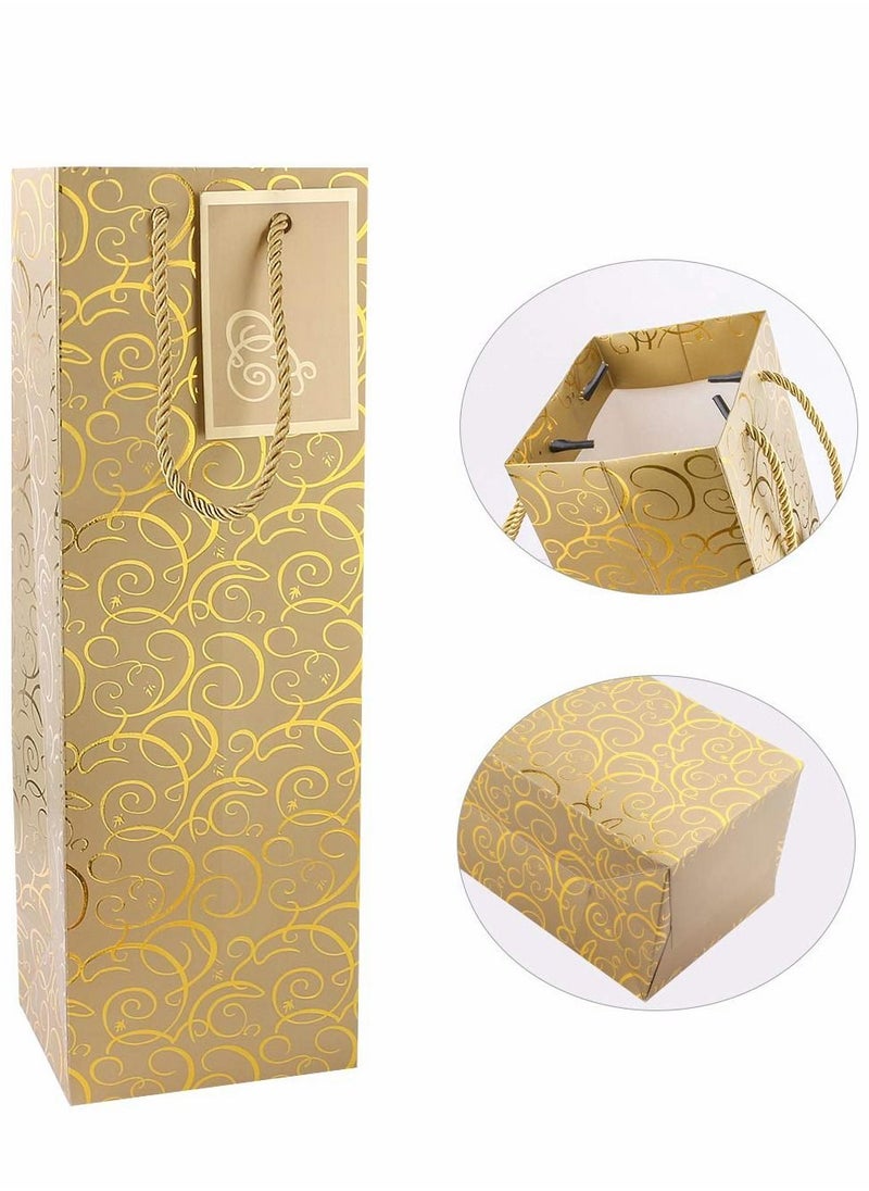 SYOSI Wine Bags, 12pcs Gift Paper Bag Single Bottle Red Tote, 12 Pcs 4.7 x 3.9 x 14.2’Kraft Pap  - Image 2