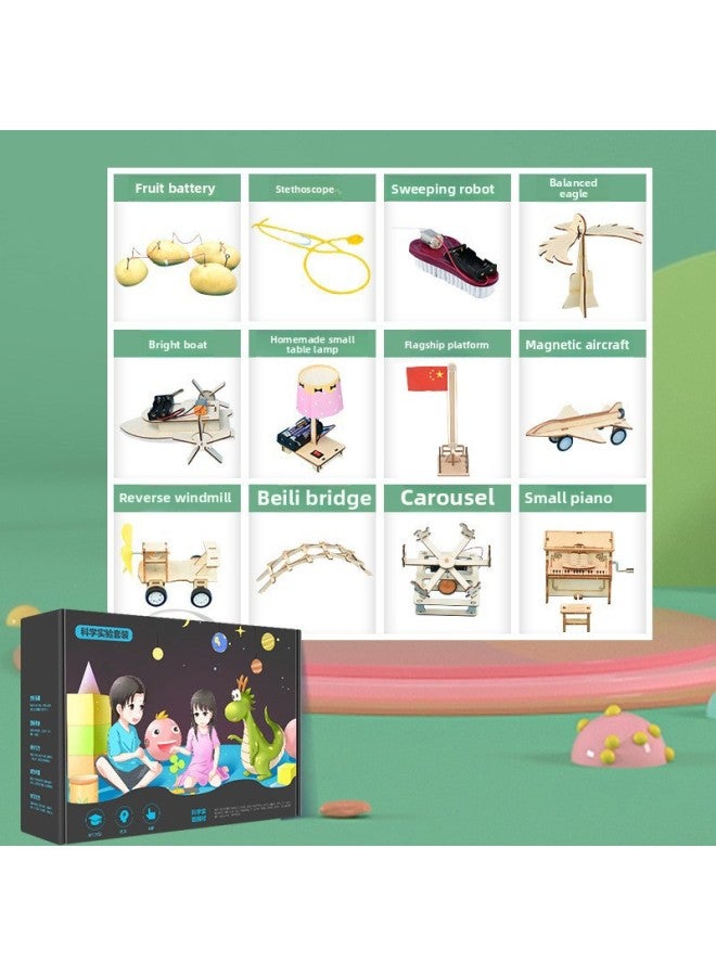 61 Children's Science Experiment Diy Science And Technology Small Production Primary School Children's Physical Toy Material Suit-Color:First Grade 12-piece Premium Edition  - Image 1