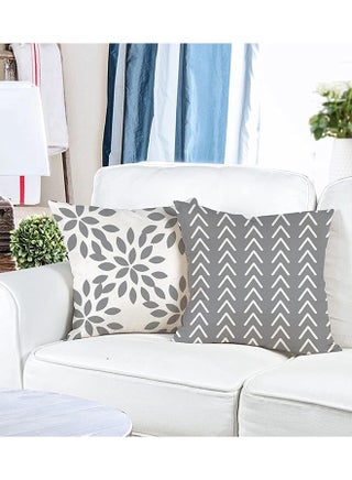 Set of 4 Modern Decorative Linen Pillow Covers 45x45cm - Sofa & Bed & Car Throw Pillowcases for Indoor Outdoor Decor (Gray) - view 5