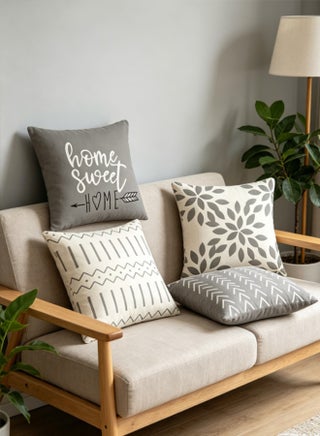 Set of 4 Modern Decorative Linen Pillow Covers 45x45cm - Sofa & Bed & Car Throw Pillowcases for Indoor Outdoor Decor (Gray) - view 3