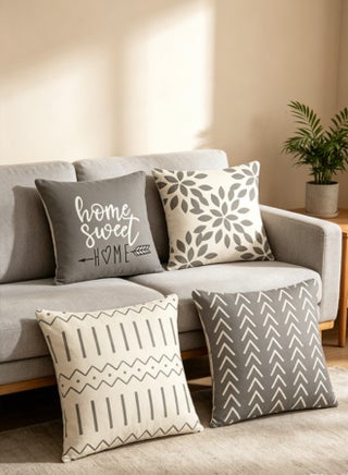 Set of 4 Modern Decorative Linen Pillow Covers 45x45cm - Sofa & Bed & Car Throw Pillowcases for Indoor Outdoor Decor (Gray) - view 4