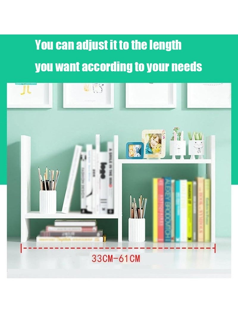Arabest Adjustable Wooden Desktop Organizer Set - 3-in-1 Expandable Bookshelf & Display Rack with Storage Compartments, Space-Saving Office Desk Organizer (Pink)  - Image 3